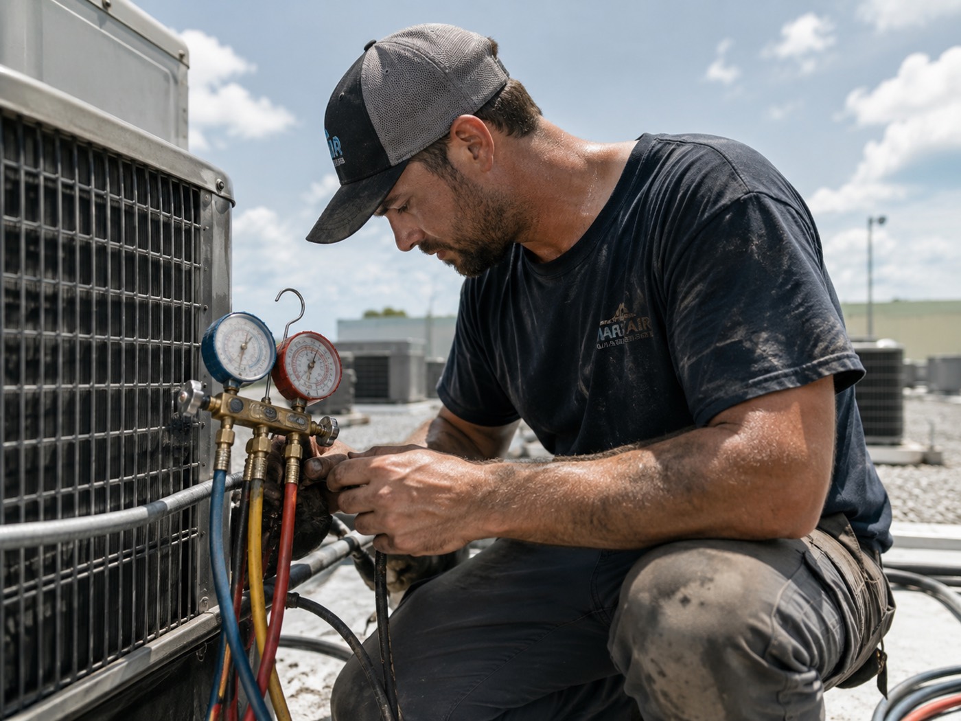 HVAC professional on the job