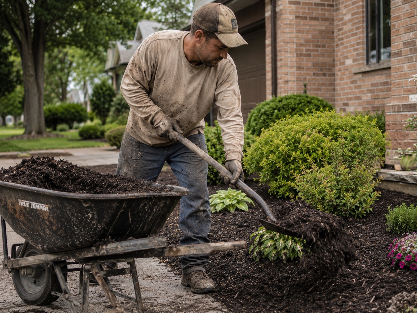 Landscaping professional on the job