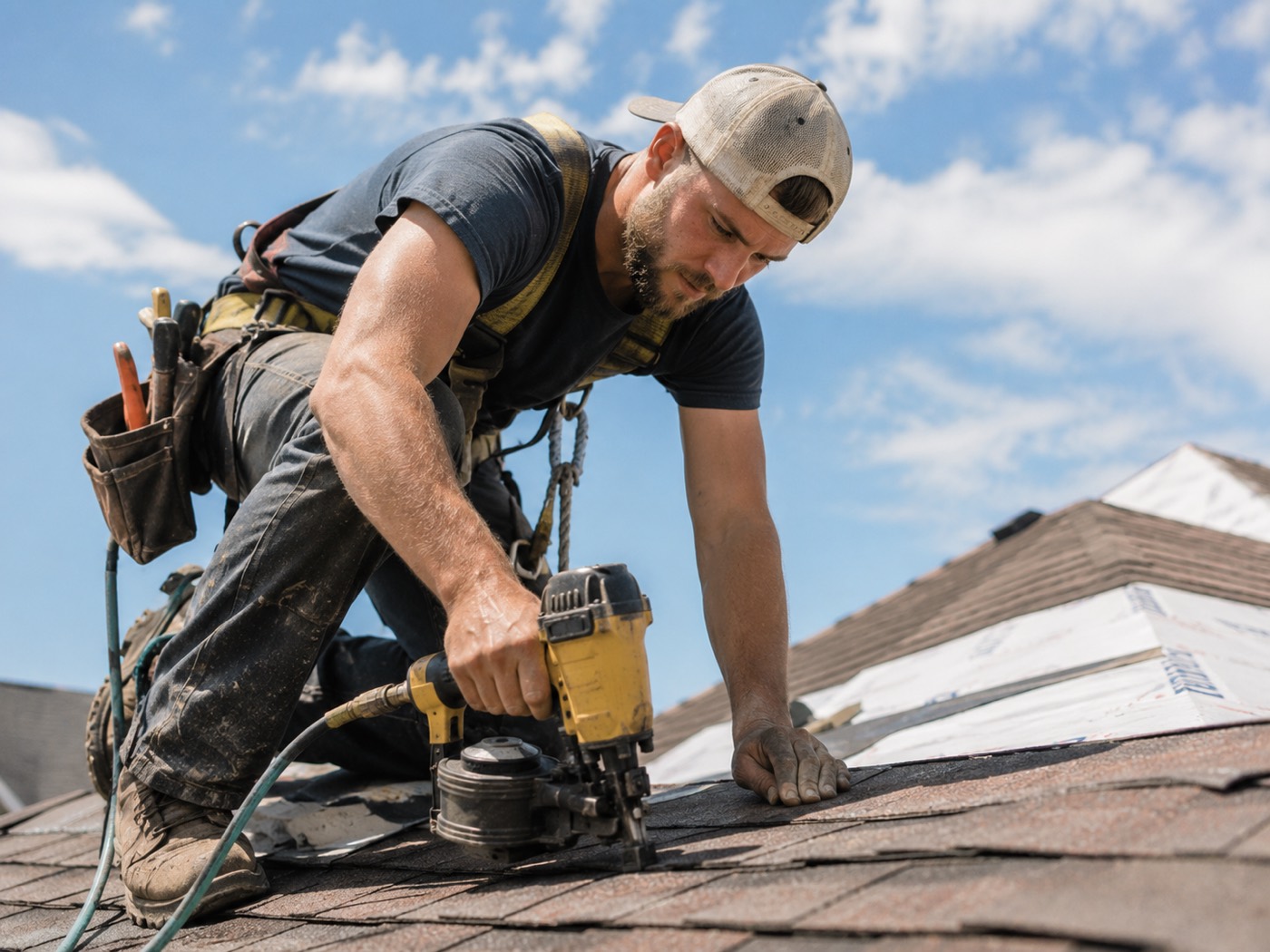Roofing professional on the job