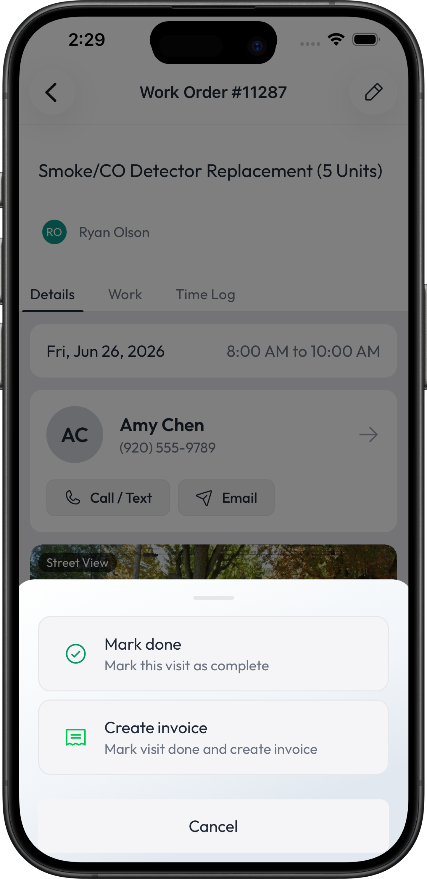Completing a job in the Fieldsity app